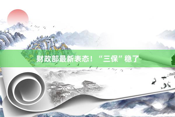 财政部最新表态！“三保”稳了