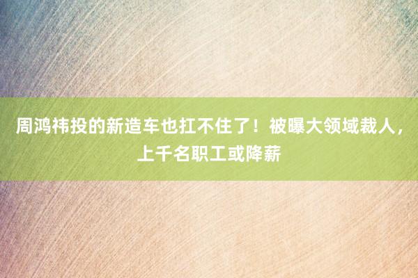 周鸿祎投的新造车也扛不住了！被曝大领域裁人，上千名职工或降薪