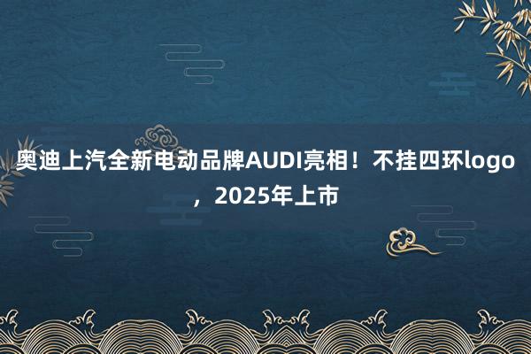 奥迪上汽全新电动品牌AUDI亮相！不挂四环logo，2025年上市