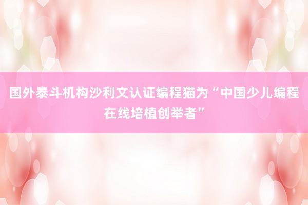 国外泰斗机构沙利文认证编程猫为“中国少儿编程在线培植创举者”