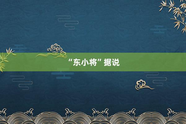 “东小将”据说
