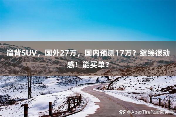 溜背SUV，国外27万，国内预测17万？缱绻很动感！能买单？